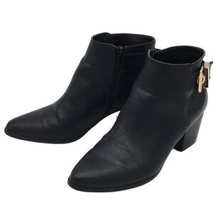 Aldo Black Ankle Boots with Gold Buckles size 9